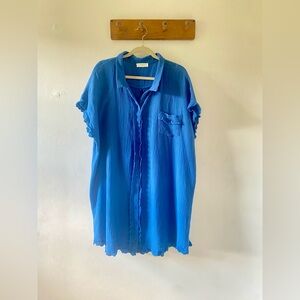 Umgee Blue Cotton Gauze Tee Dress, 2XL